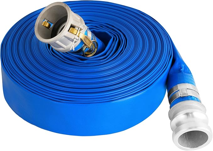 1.5" x 50 ft Backwash Hose for Swimming Pools, Heavy Duty PVC Water Lay Flat