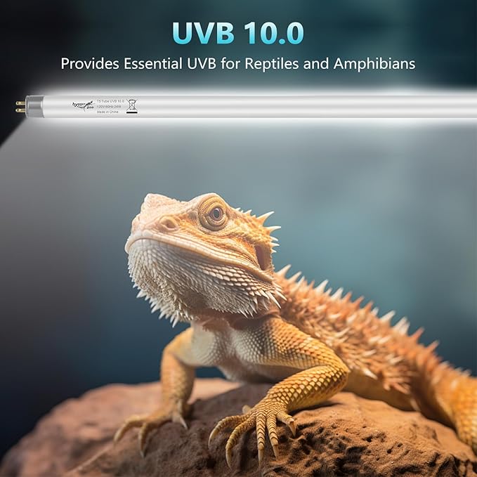T5 UVB Reptile Light 24W 10.0 + UVA Light Bulb for Reptiles, 3-Pack Lamp Tube for Bearded Dragon, Desert-Grade Reptile UVB lamp Fixture