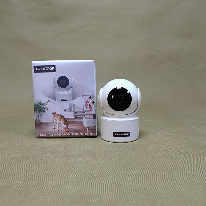 CREOTROP Cameras for Monitoring Pets,360° Pet Camera, Dual-Band WiFi, Auto Tracking, Super Night Vision, 2-Way Talk