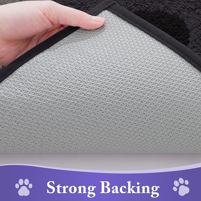 Buganda Dog Door Mat for Muddy Paws, Absorbent Dirt Trapper Non Slip Indoor Doormats, Washable Low-Profile Mat for Mud Dogs, Entryway Carpet for Inside Floor (70x47 Inches, Black)