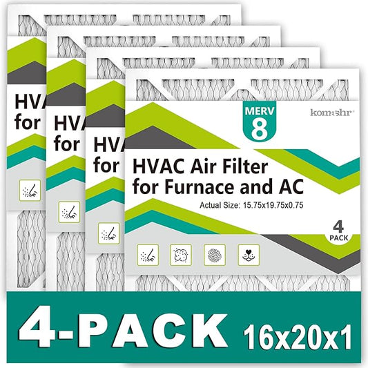 16x20x1 Air Filter MERV 8, HVAC/Furnace AC Filter Replacement, Dust
