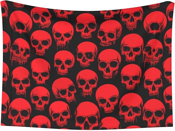 Double Sided Plush Pet Blanket with Cozy Dot Texture and Smooth Reverse, Red Blood Vintage Skull, Reversible Throw for Dogs Cats on Couches Beds Crates