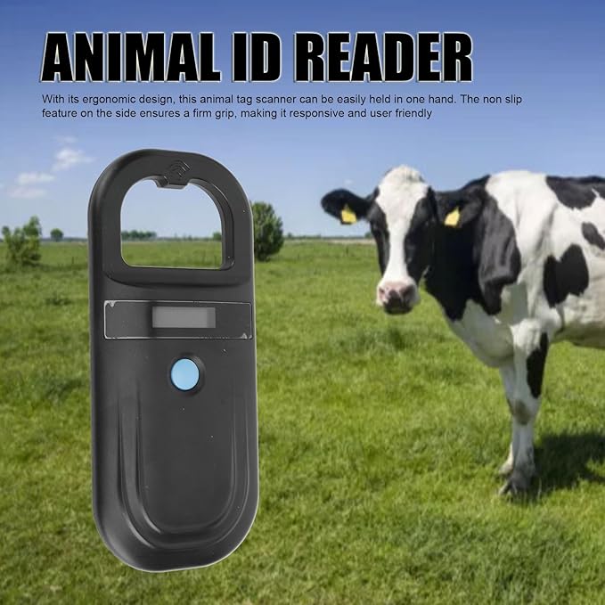 Diydeg Pet Microchip Scanner, Rechargeable EMID FDX B Portable Pet Chip Scanner with OLED Display, 134.2KHz, 128 Sets of Data, Microchip for Animal, Pigs, Dogs, Cats (Black)