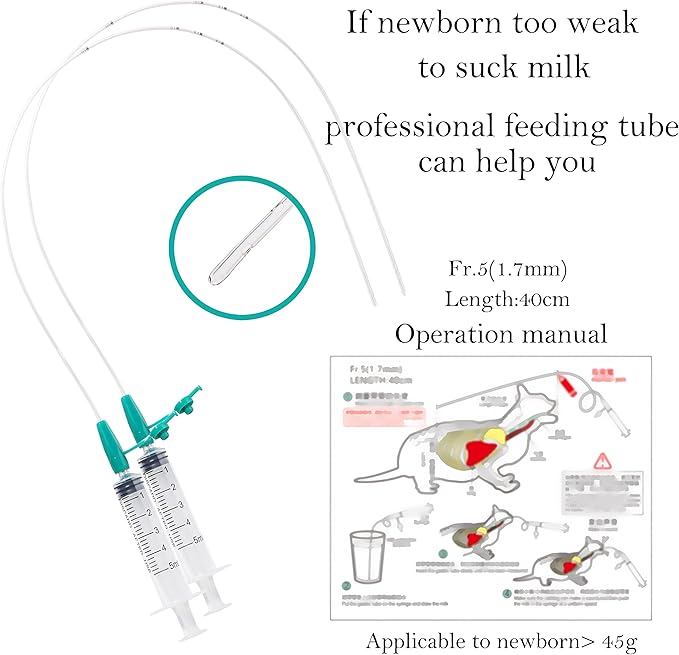 Silicone Feeding Nipples and Syringe for Newborn Kittens, Puppies, Small Animals, Rabbits Dongdong pet