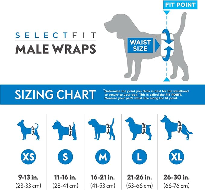 Paw Inspired Select Fit Male Dog Diapers, Disposable Male Wraps with Wetness Indicator| Belly Bands for Small, Medium, Large Dogs (Large, 20 Count)