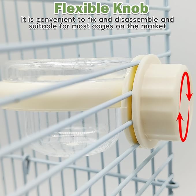 PINVNBY 4 PCS Birds Cage Feeders with Clamp, Easy to Install Feeding Dish Cups Small-Sized Bird Bowls Transparency Parakeet Feeder for Finches Lovebirds and Long-Tailed Parrots （White）