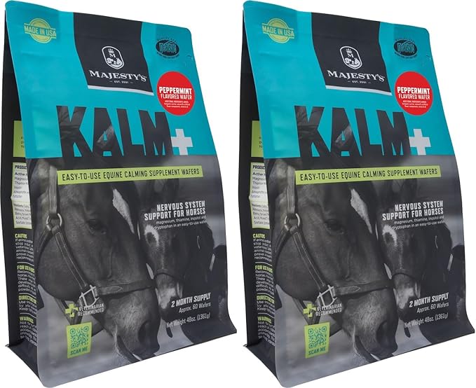 Majesty's Kalm+ Wafers - Superior Horse/Equine Calming Supplement (Peppermint, 2 Pack(120 Count Total))