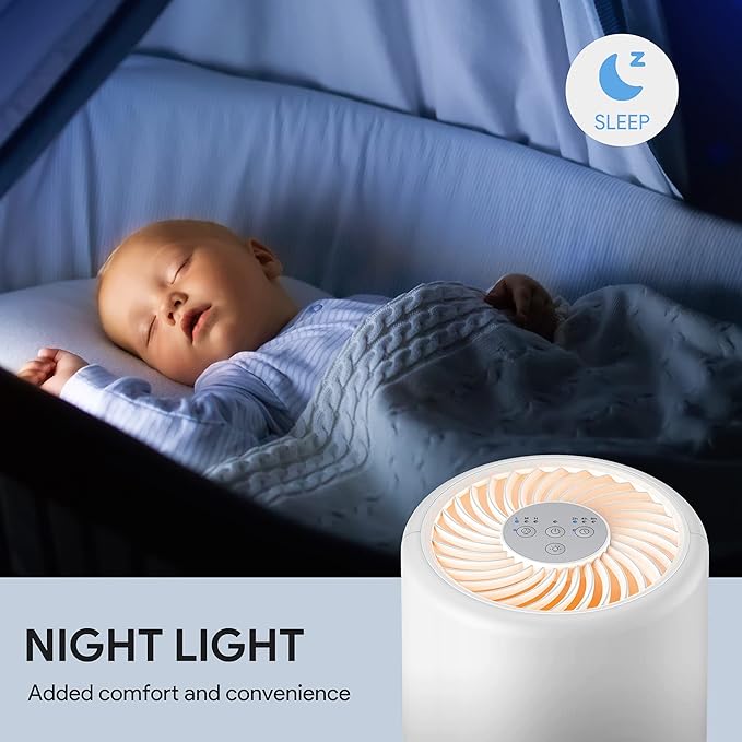 Air Purifiers for Bedroom, FULMINARE H13 True HEPA Air Filter, Quiet Air Cleaner With Night Light, Portable Small Air Purifier for Home, Office, Living Room
