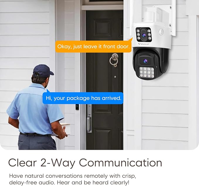 VSTARCAM Dual Lens Outdoor Security Camera, 2K UHD WiFi Camera for Home Security with Auto Tracking & Fixed View, Full Color Night Vision, PIR Motion Detection, 2-Way Audio, IP66, SD/Cloud Storage
