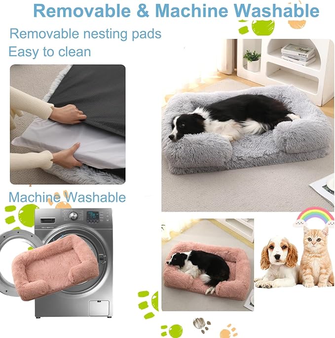 Dog Beds Large Sized dog Orthopedic, Sofa Dog Bed with Waterproof Lining and Nonskid Bottom, Rectangle Washable Dog Bed for Medium Small Dogs and Cats Comfortable ( Color : Pink1 , Size : 51 x 35" )