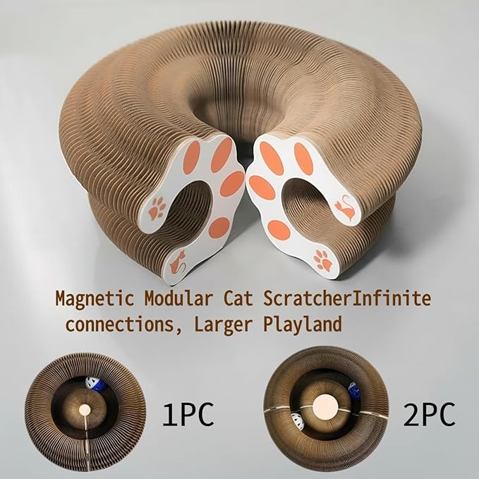 Cat Scratcher Toys for Indoor Cats - 2PCS Kitty Kurlz Magic Organ Cat Scratcher Board, Cardboard Cat Scratching Board Ball Scratcher Pad