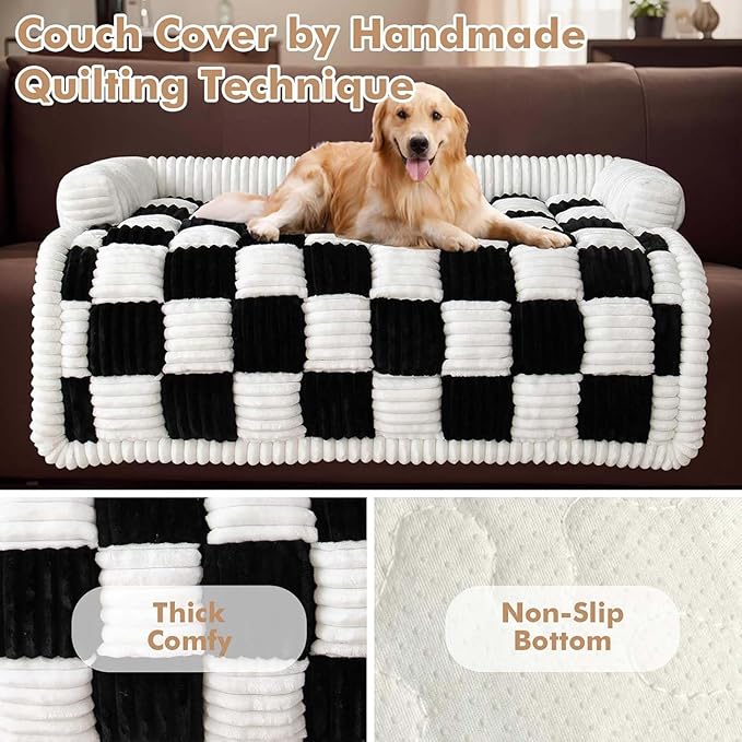 Dog Couch Cover Protector, Pet Couch Covers for Sofa, Washable Pet Bed Couch Cover, Pet Friendly Sofa Cover for Large Dogs, Furniture Protector Pet Sofa Mat for Dogs and Cats, with Anti-Slip Bottom