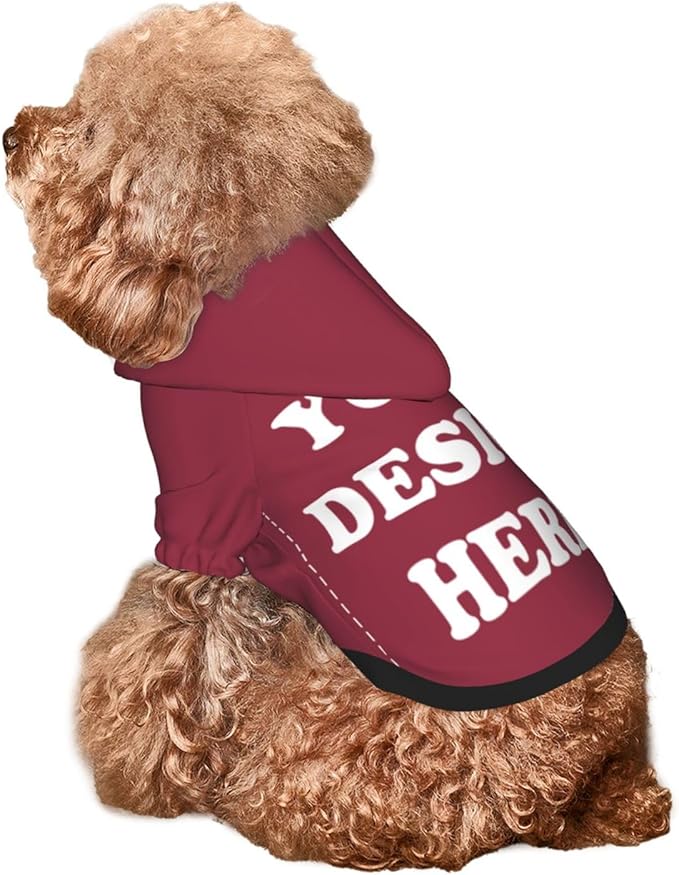 Personalized Dog Hoodie, Custom Dog Costumes for Small Dogs, Holiday Happy Dog Clothes Football Pet Shirt Sweater with Name Number for Girl/Boy Cats/Kitten, Wine, S