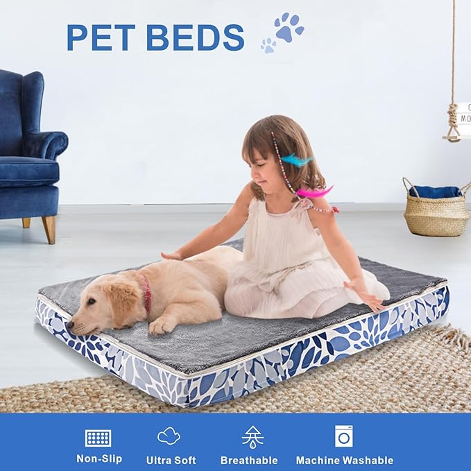 Dog Bed Medium Large Size Dog Sleeping Mat Dogs Orthopedic Foam with Bolster Washable Pet Bed with Removable Cover