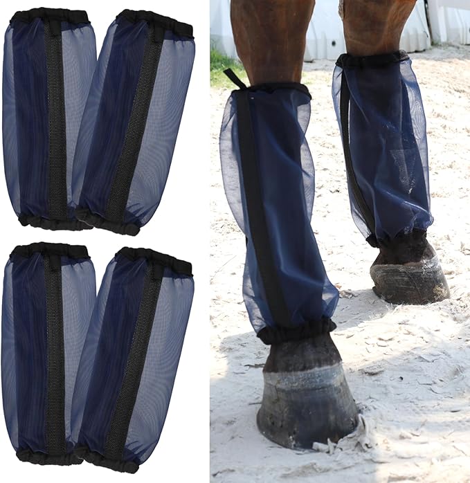 All-Purpose Fine Mesh Horse Fly Boots Breathable Anti-Fly Leggings with Sturdy Support Strips Reduce Annoying Stomping & 360°Leg Protection Durable Easy-Clean Material 4-Pack Lavender Purple