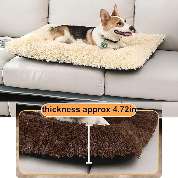 Dog Crate Mat, Dog Bed for Large Dogs, Comfy Fluffy Kennel Pad Anti-Slip for Dog beds & Furniture, Quilted Dog Bed for Pets for Medium/Small Dogs Cats (Color : Apricot, Size : 20x14.9)