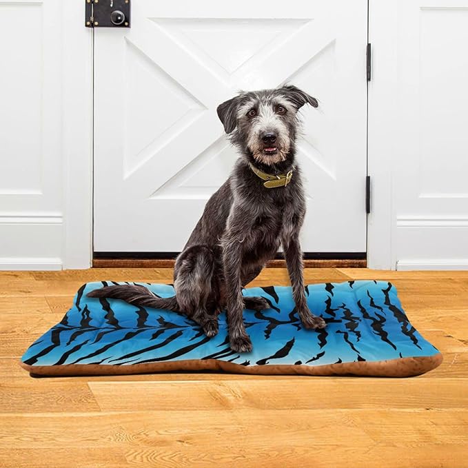 Pet Bed Blue Tiger Print Dog Bed Mat Absorbing Non Slip Pad Pet Sleeping Mat for Small, Medium, and Large Dogs Puppy Cat 36 in x 24 in