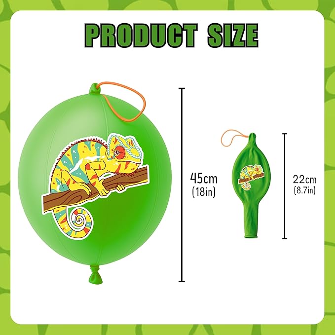 72 PCS Reptile Party Favors for Kids – 48 Pre-Cut Temporary Tattoos & 24 Reptile Punch Balloons Themed Birthday Party Decorations Supplies Favors Gifts, Goodie Bag Fillers, Classroom Rewards