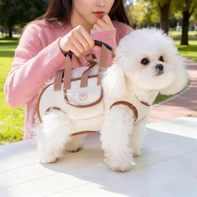 Portable Small Dog & Cat Pet Carrier Sling & Backpack for Small Dogs & Cats & Puppy, Dog & Pet Purse Bag Carrier Sling for Small Dogs with Dog Traction Leash, Crossbody Sling Carriers (Beige S)