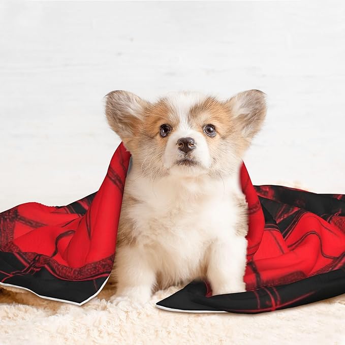 Waterproof Dog Blanket Soft Pet Blanket for Puppy Cat, Fleece Cat Throw Blankets for Furniture Bed Couch Sofa Reversible - Red Gothic Skeleton Throne