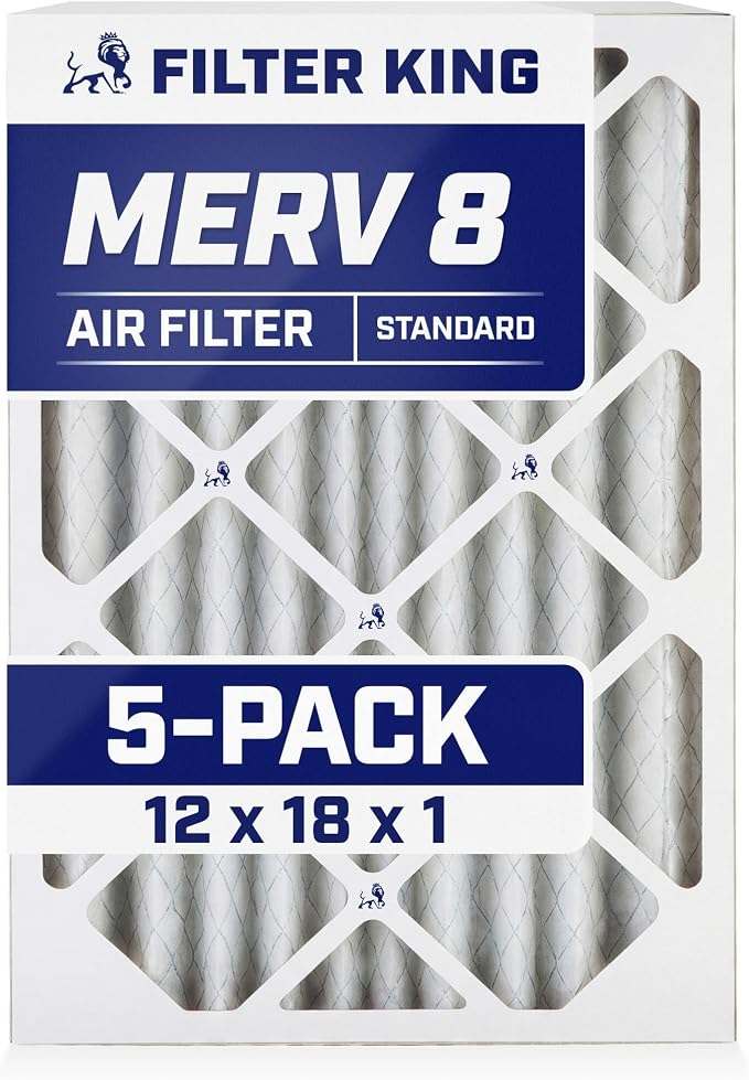 Filter King 12x18x1 Air Filter | 5-PACK | MERV 8 HVAC Pleated A/C Furnace