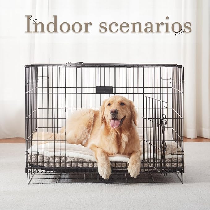 Dog Bed for Large Dogs, Dog Mattress with Pillow for Crate Kennel, Sofa pet Bed, Super Soft pet Bed for Medium, Jumbo, Small Dogs Breeds (Beige, X-Large:(40"x28"x3.5")