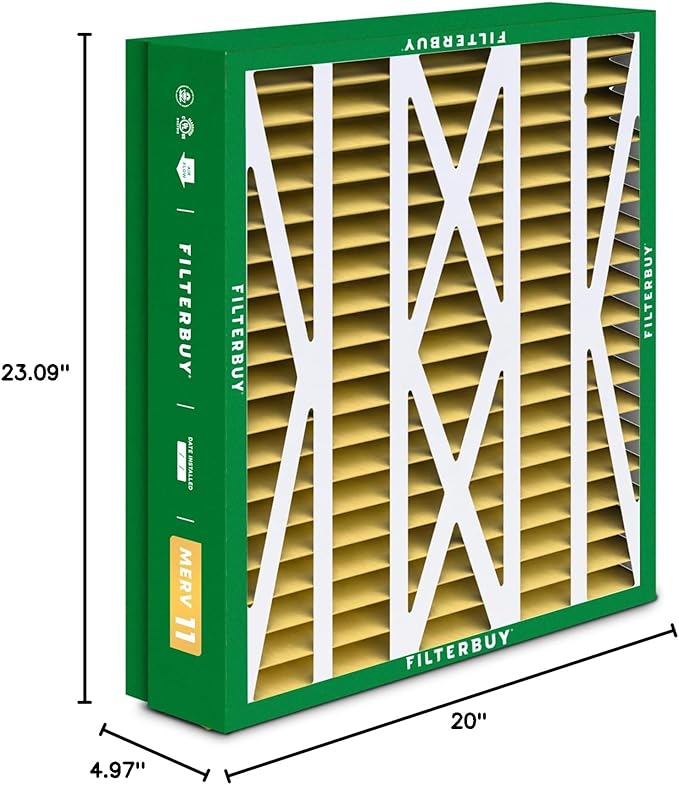 Filterbuy 21x23.5x5 Air Filter MERV 11 Superior Pet & Allergy Defense, Pleated
