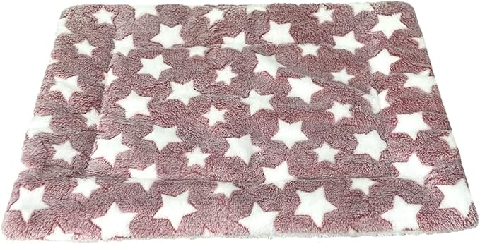 iMaylex Soft Pad Dog Bed Mat, Thicken Warm, Star Pattern, Reversible, Fluffy Pet Dog Sleeping Mattress, Cameo Brown, Medium