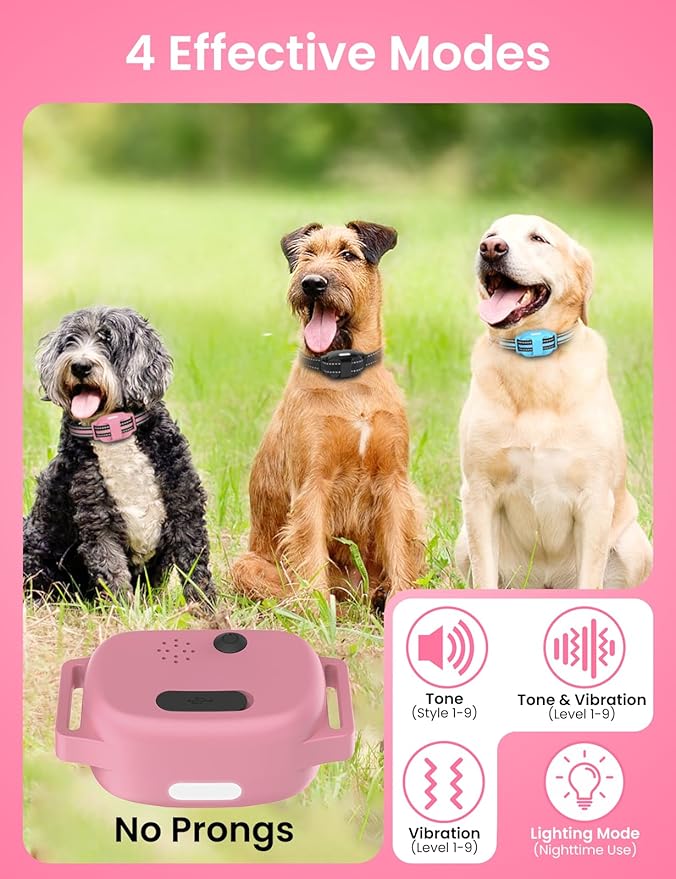 Dog Training Collar for 3 Dogs, No Shock Vibrating Dog Collar 3 Pack - Rechargeable Waterproof 3300FT Training Collars with Remote, Vibration Collar for Puppy Small Medium Large Dogs