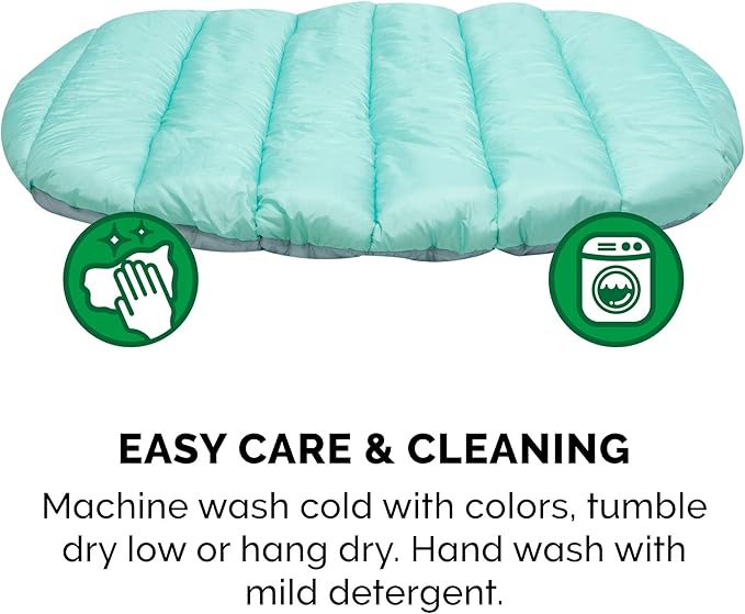 FurHaven Outdoor Travel Dog Bed for Large Dogs, Lightweight Trail Pup Travel Pillow Mat with Stuff Sack, Machine Washable & Foldable, Large, Aqua/Granite Gray