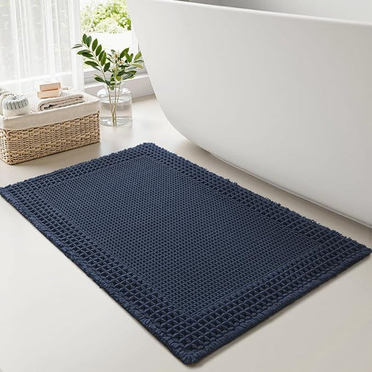 RESARE Waffle Bath Mat for Bathroom, Super Absorbent Bathroom Rugs Non Slip