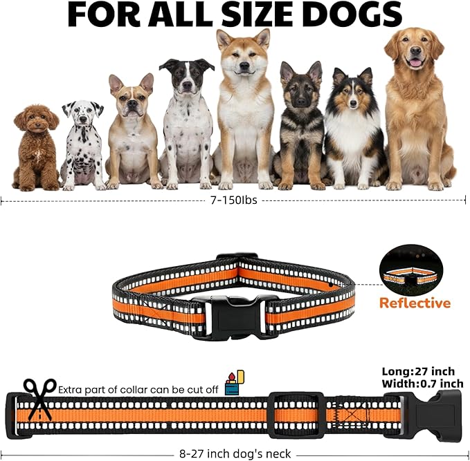 Dog Training Collar Replacement and Shock Collar Strap - 3/4 Inch Wide Adjustable Nylon Band with Reflective Replacement Strap for E Collar and Bark Collar (Orange)