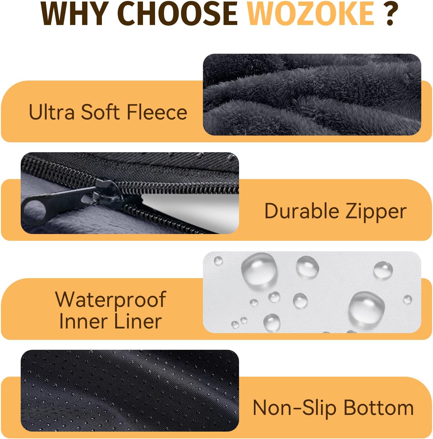 Orthopedic Waterproof Large Dog Bed: Washable Dog Bed with Bolsters - Removable Orthopedic Cover for Medium L XL Large Sized Pet - Non-Slip