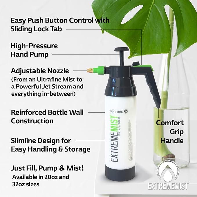 ExtremeMIST High-Performance Reptile Mister - Ultra-fine Reptile Sprayer & Terrarium Humidity Fogger for Geckos, Chameleons, Turtles and Lizards - The Ultimate Pump Sprayer & Humidifier - 32 Oz Bottle