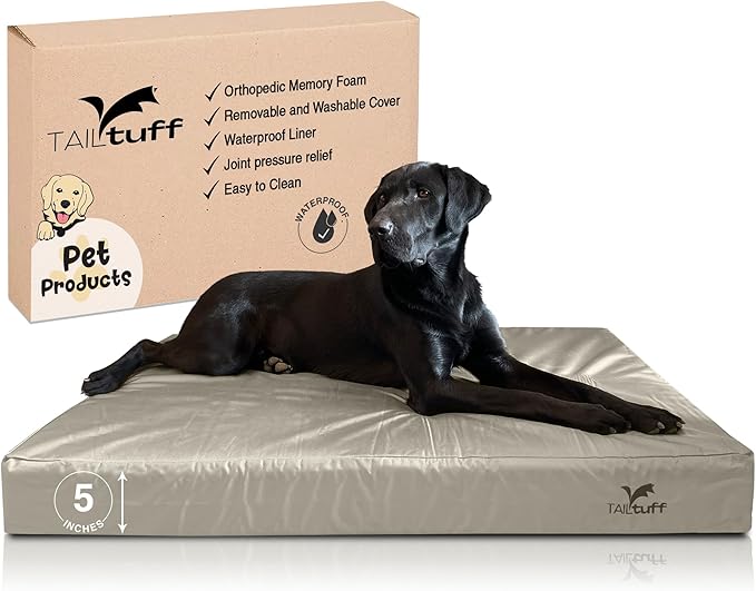 Elevated Dog Bed | Orthopedic Memory Foam | Large and Medium Dogs | Removable and Washable Cover | Waterproof Liner | Extra Large Gray