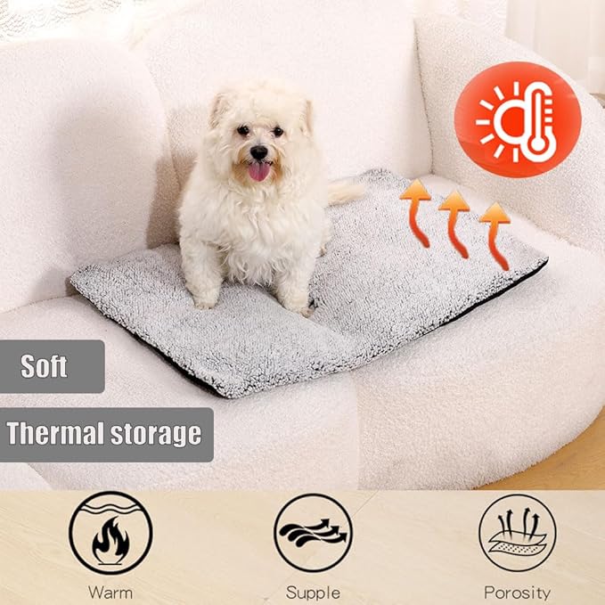 heated cat bed Self Warming Cat Bed Self Heating Cat Dog Mat Advanced Extra Warm Thermal Pet Pad for Indoor Outdoor Pets with Removable Cover Non-Slip Bottom Washable Non Electric brown 23.6*35.4inch