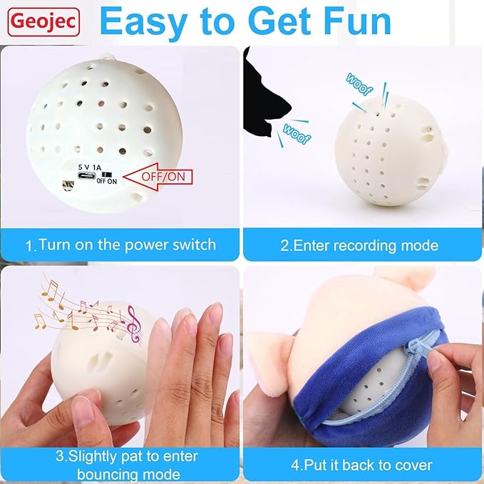 Interactive Dog Toys,Active Moving Pet Plush Toy with Recording and Music Modes, Jumping Squeaky Song shaking Interactive Dog Ball,Rechargeable Dog Toys to Keep Them Busy,Animal Plush Pet Toy(Hamster)
