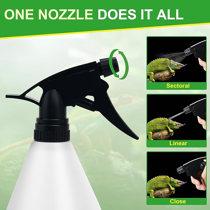Professional Reptile Spray Bottle with Ergonomic Design,Reptile Mister Bottle,No Clog No Leak,Easy to Grip with Adjustable Nozzle,500ml(17oz)