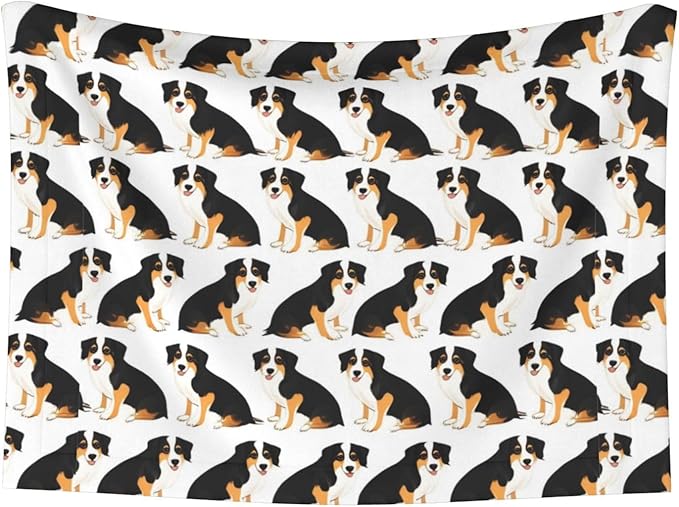 Double Sided Plush Pet Blanket for Small Large Animals, Australian Shepherds Dogs, Reversible Throw with Dimpled Dot Side and Flat Side for Kennels Living Rooms