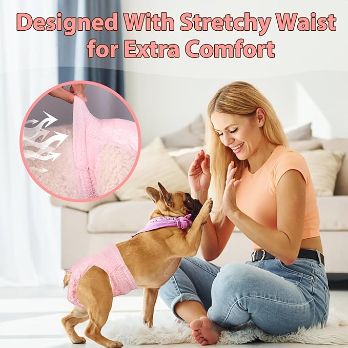 Ambreview Disposable Dog Diapers Female, Just Pull It Up, Doggie Diapers for Female Dogs, Strong Absorbency | Leak Proof, for Dogs in Heat | Elderly | Disabled, L 30 PCS
