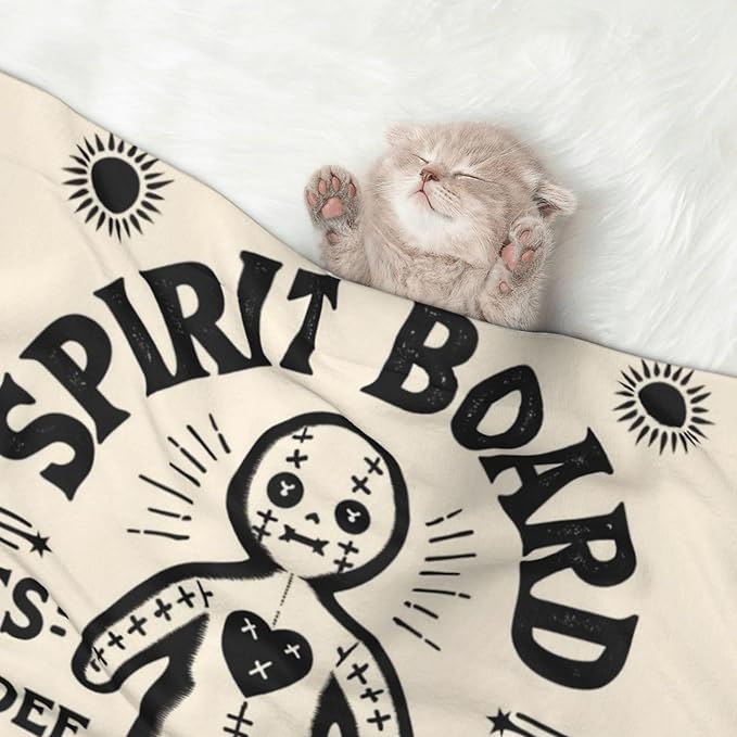 Reversible Dog Blanket for Beds Couches, Spirit Board with A Voodoo Doll Occultism Set, Double Sided Cat Blanket with Textured Dot Feel and Smooth Feel for Seasonal Comfort All Year