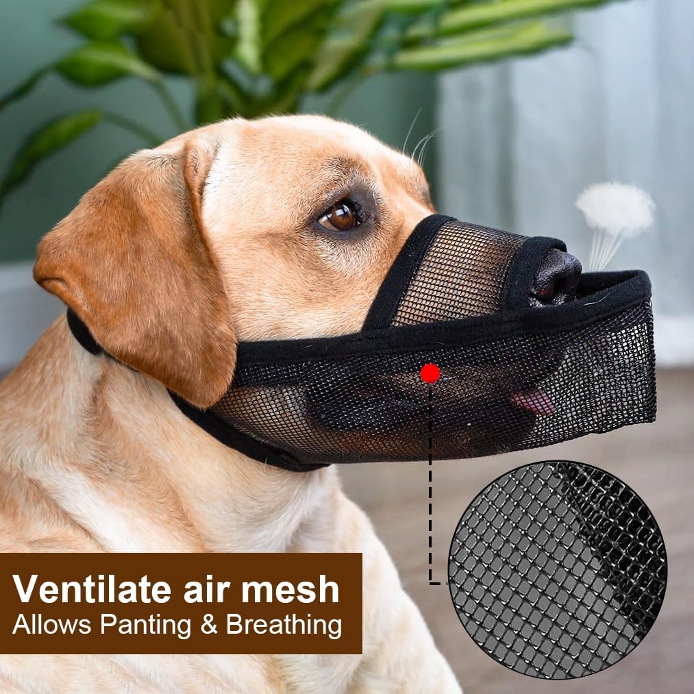 Crazy Felix Nylon Dog Muzzle for Small Medium Large Dogs Poodle Labrador Golden Retriever Doberman, Air Mesh Breathable and Drinkable Pet Mouth Guard for Anti-Biting Chewing Scavenging(XL, Grey)