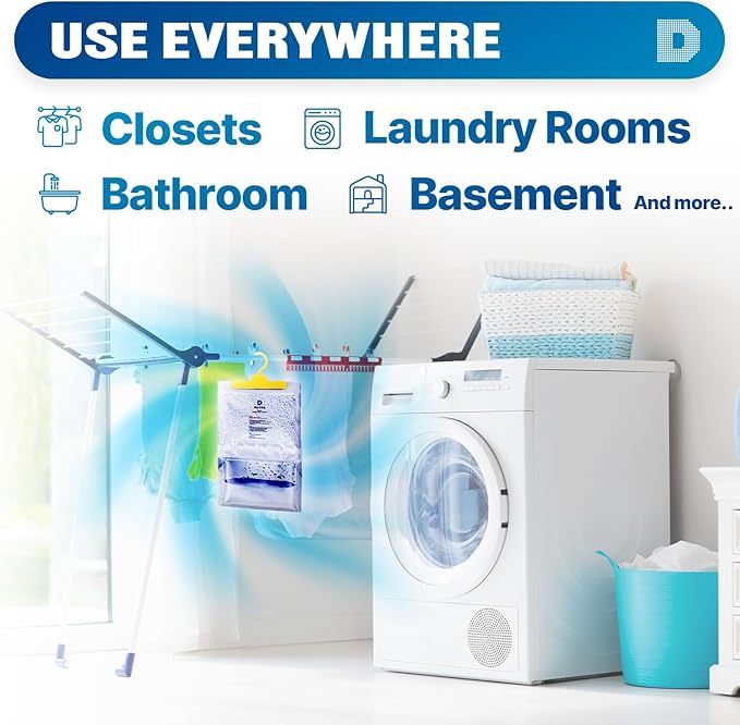 Dry & Dry 90 Packs [Net 14.1 Oz/Pack] Moisture Absorbers for Home, Basement & Bedroom - Small Dehumidifiers