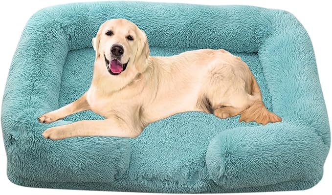 Dog Beds Large Sized dog Orthopedic, Sofa Dog Bed with Waterproof Lining and Nonskid Bottom, Rectangle Washable Dog Bed for Medium Small Dogs and Cats Comfortable ( Color : Green1 , Size : 23 x 18" )