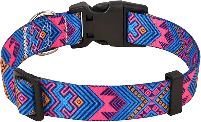 Dog Collar with Bohemia Floral Tribal Geometric Patterns - Soft Ethnic Style Collar Adjustable for Small Medium Large Dogs(Orange Ethnic Style,XS)