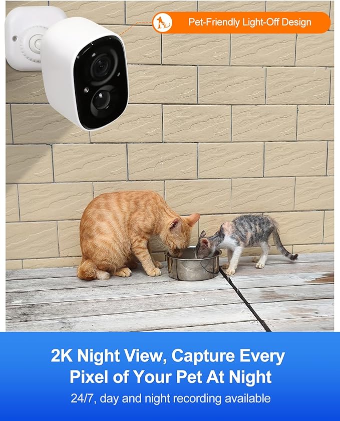 rolimate Wireless Solar Smart Pet Camera for Outdoor cat House, IP65 Weatherproof, Motion Detection, 2-Way Audio, Night Vision, SD Local & Cloud Storage, Compatible with Alexa (2)