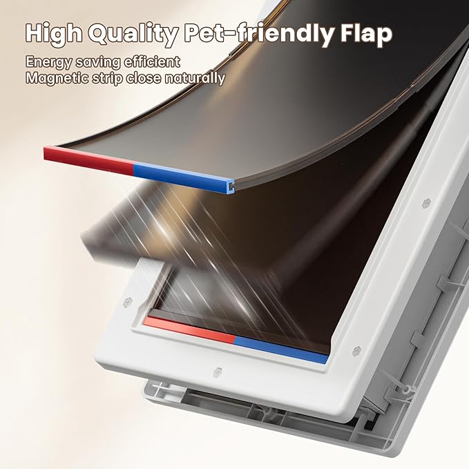 3-Flap Dog Door, Large Doggy Door, Doggie Door for Install in Interior and Exterior Doors or Wall, Insulation Layer, 2 Magnetic Flaps, Closing Panel, Never Rust, for Pet Up to 100lb (Large)