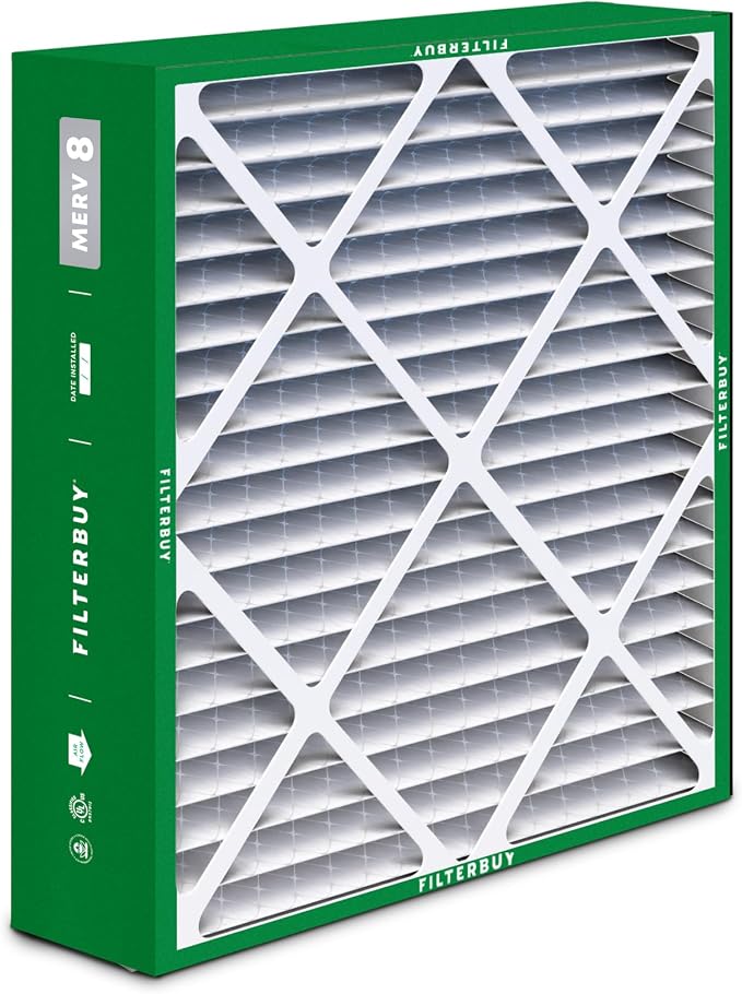Filterbuy 19x20x5 Air Filter MERV 8 Essential Dust & Allergy Defense, Pleated