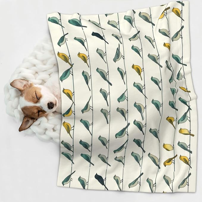 Double Sided Pet Bed Blanket for Added Cushion Warmth, Birds Animal Flying, Reversible Cover with Textured Dot Surface for Existing Beds Standalone Mat