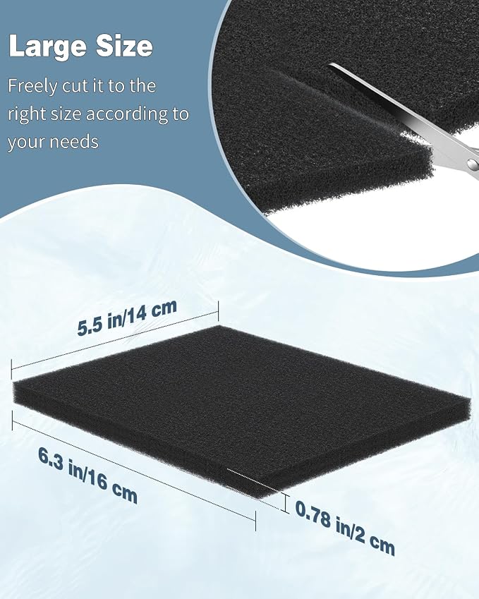 Pawfly Aquarium Bio Sponge Filter Media Pad, 6.3" x 5.5" x 0.78"Filter Foam